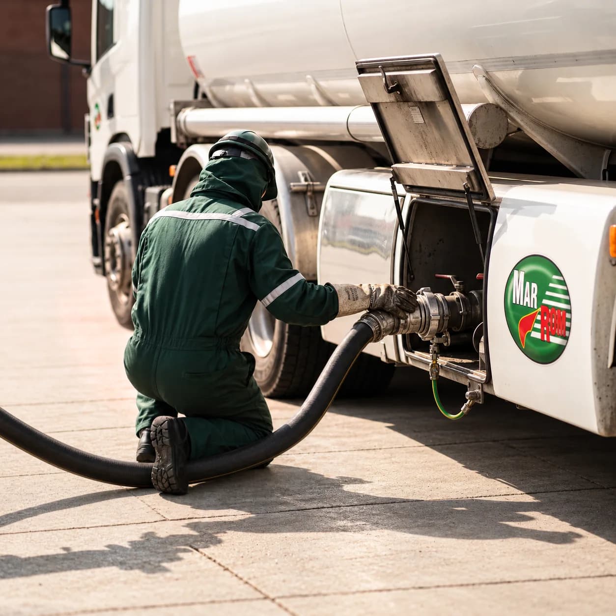 Operator przy naziemnym stanowisku przeładunku autocysterny LPG